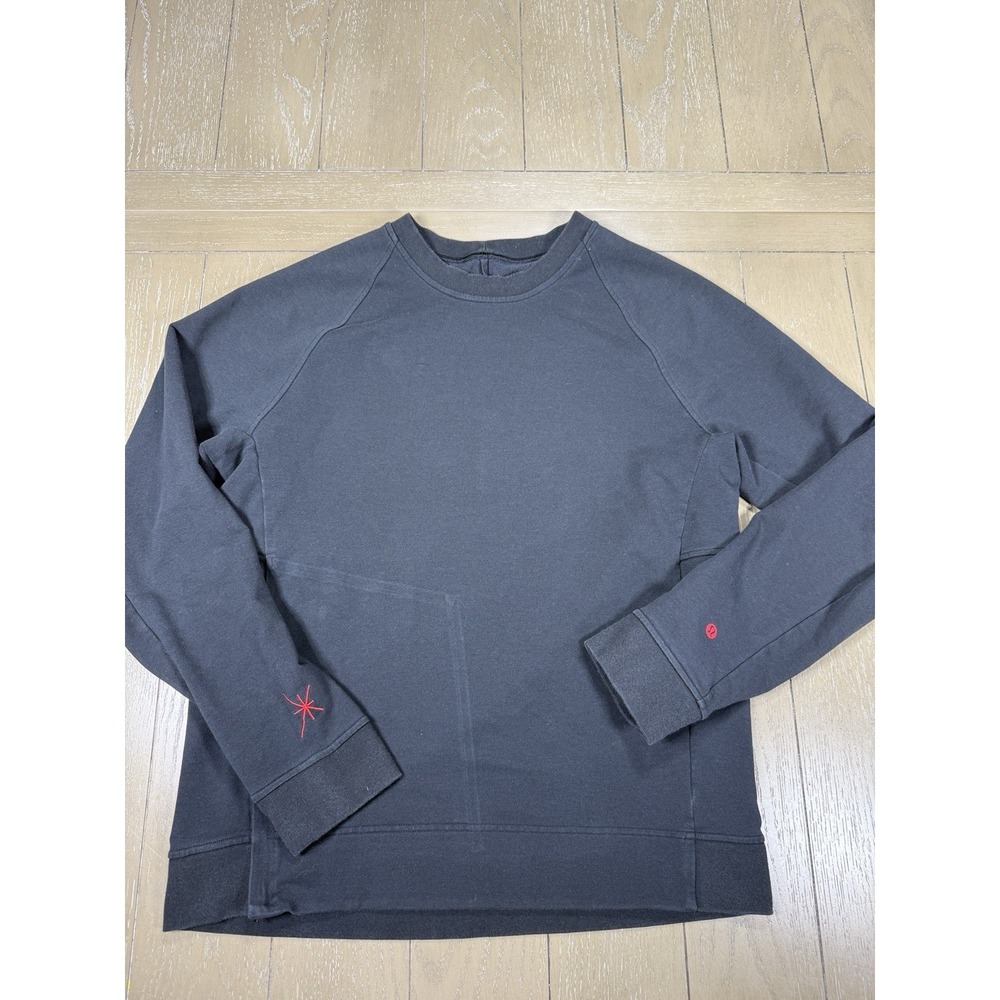 Lululemon City Sweat Crew Sweatshirt Medium Black French Terry Raglan Pocket